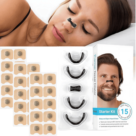 AirNite - Anti-Schnarch-Set in Schwarz oder Weiß mit Nasenklammer & Atemtabs für bessere Nasenatmung