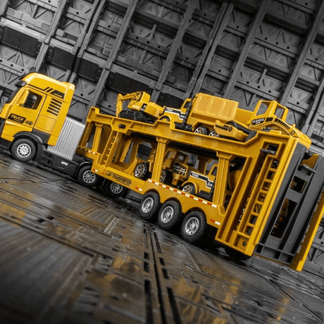 Simulierter Doppeldecker-Anhängerzug - Komplettes Modellset für Bauspielzeug und Sammler