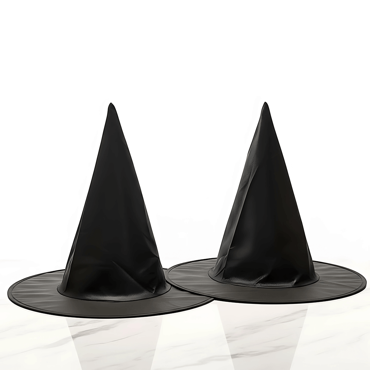 WitchGleam - Zusammenklappbarer Halloween Hexenhut aus schwarzem Polyester für Maskerade, Party & Dekoration