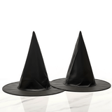 WitchGleam - Zusammenklappbarer Halloween Hexenhut aus schwarzem Polyester für Maskerade, Party & Dekoration
