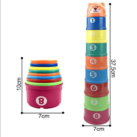 Stacking Cups für Baby & Kleinkinder | Buntes Badespielzeug aus Kunststoff - Sensorisches Spielen ab 6+ Monaten