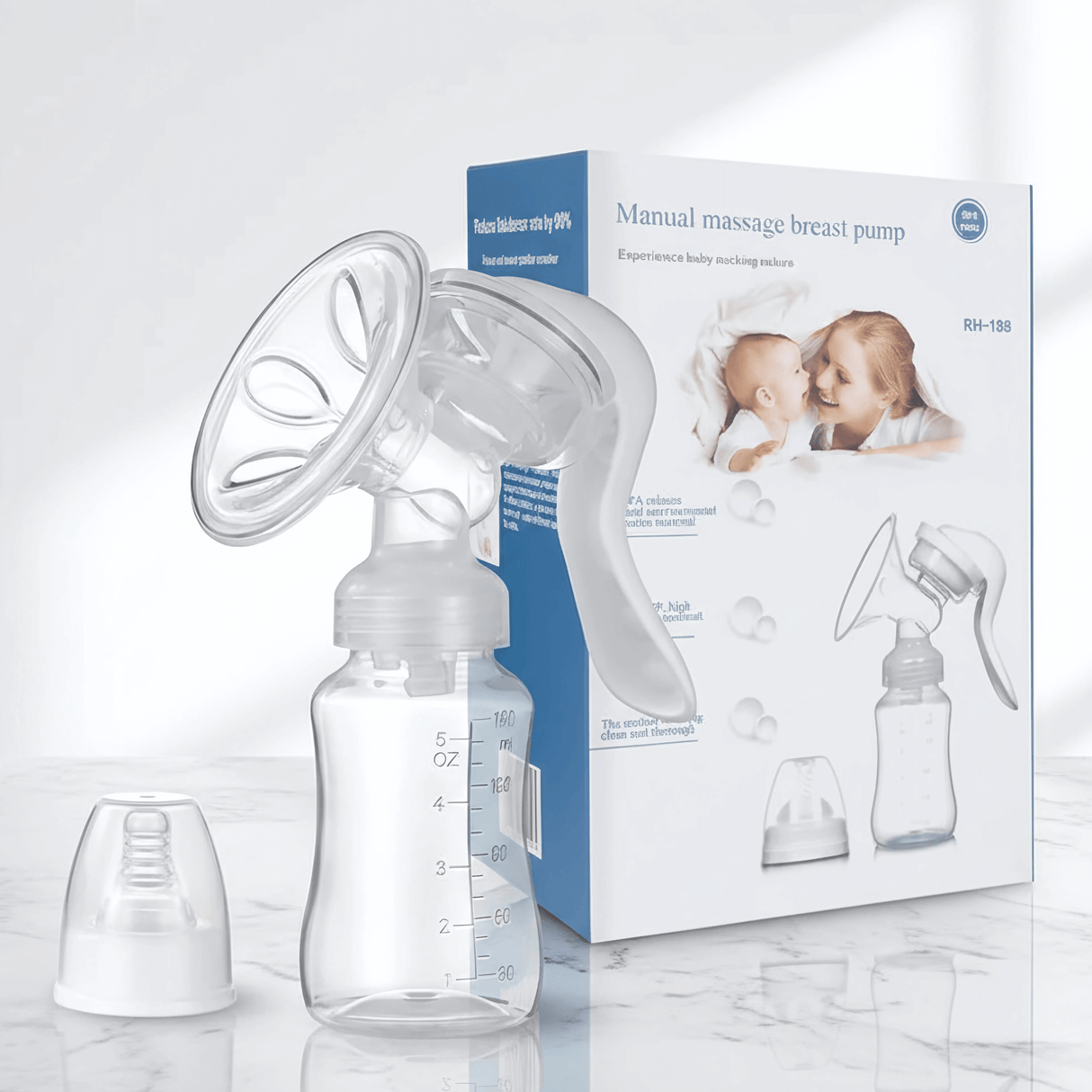 LactiMate - Handmilchpumpe aus BPA-freiem Silikon mit ergonomischem Griff & Leiser Betrieb