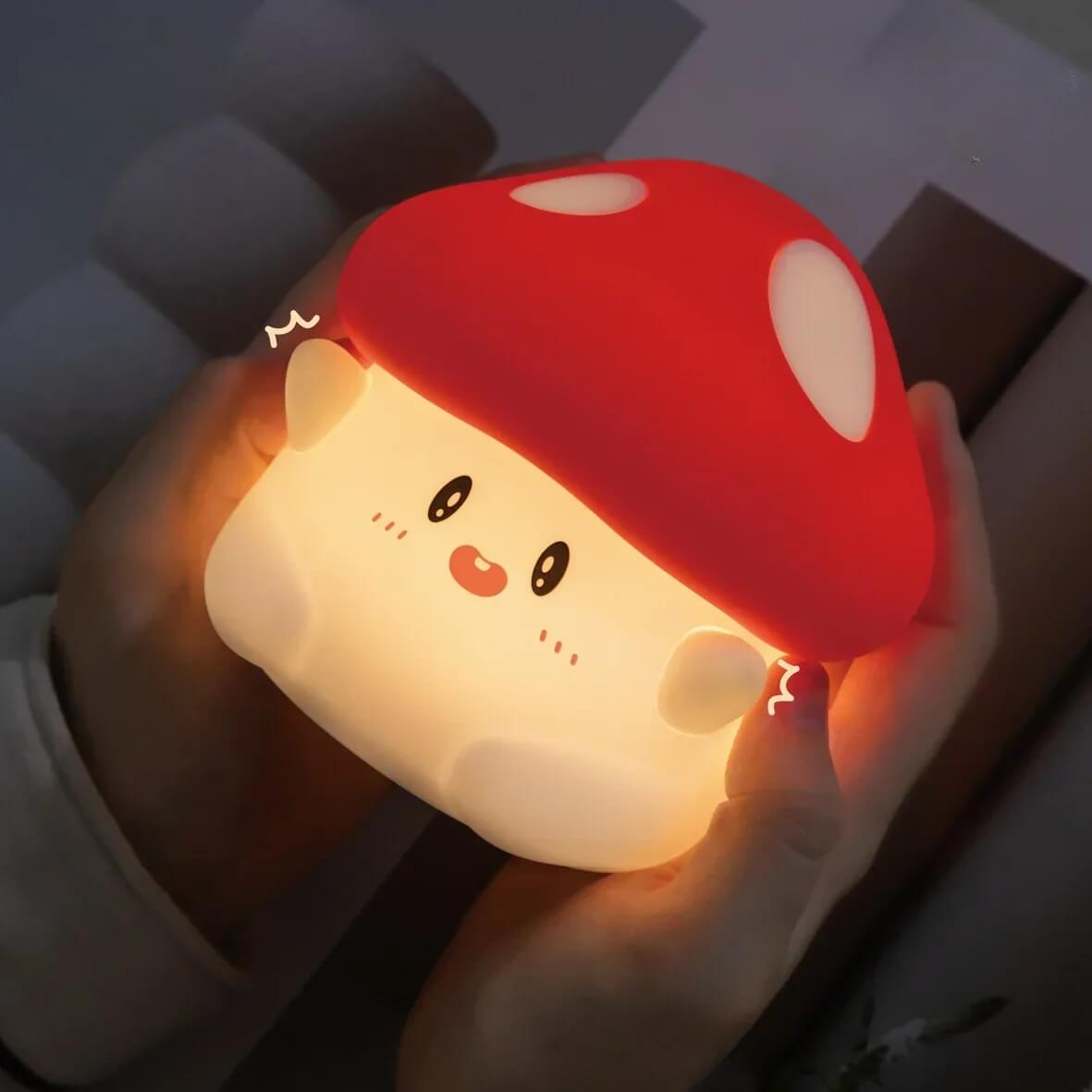 GlowShroom - LED-Nachtlicht aus Silikon | Weiches Kürbis-, Pilz- oder Gespenstdesign für Kinderzimmer und Schlafräume