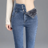 Thermische Winterjeans mit hoher Taille