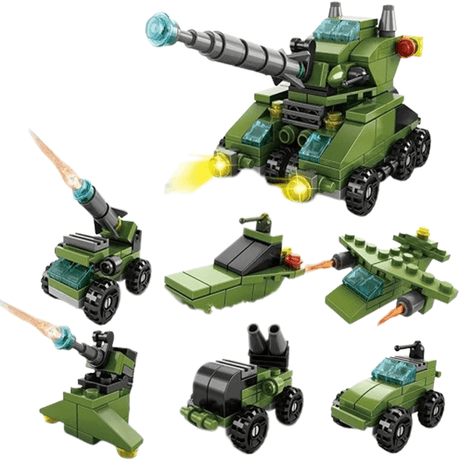 6-in-1 Bauklötze Fahrzeugset für Kinder | Feuerwehrauto, Panzer & Hubschrauber - STEM Spielzeug für kreatives Spielen & Lernen (6-10 Jahre)