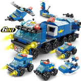 Intelligence Building 6 in 1 Bauklötze - Feuerwehrauto, Polizeiauto und Technikfahrzeug
