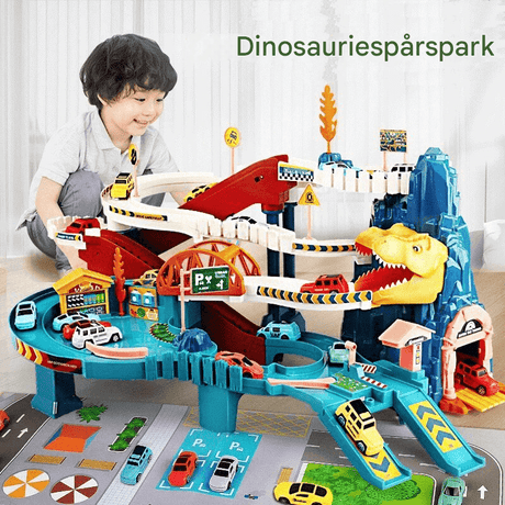 Dinosaurier-Eisenbahnpark-Spielzeugset - Kreative, baubare Strecke mit dynamischen Autos für Kinder