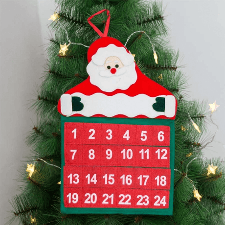 Stoff-Adventskalender Countdown - Weihnachtsmann 24 Tage