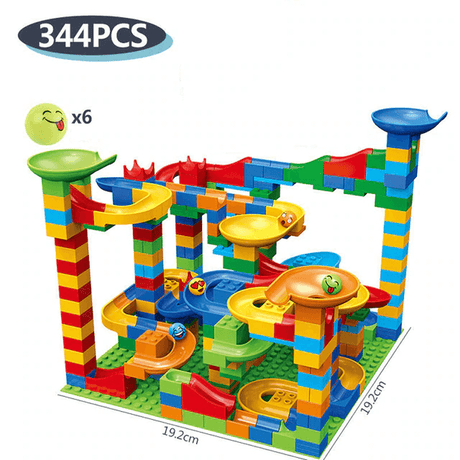 Murmelbahn-Bausteine - Kreatives Labyrinth mit Rutsche und Kugelbahn für Kinder - Lernspiel zur Problemlösung und Fantasie