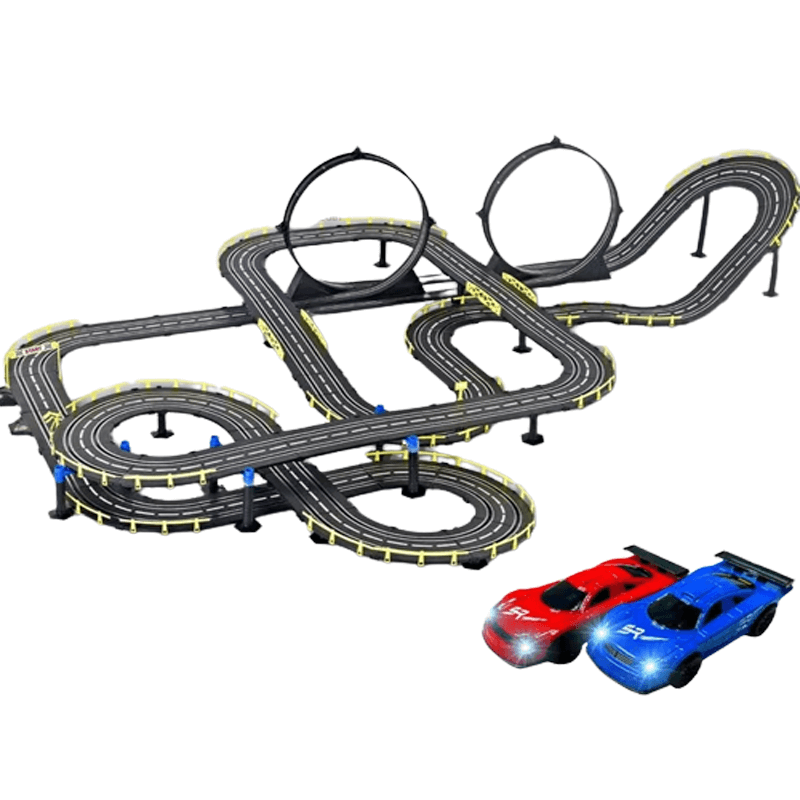 Große RC-Autobahn für Kinder - Rennbahnspielzeug mit doppelter Rennstrecke und einfacher Montage