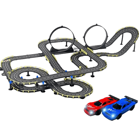 Große RC-Autobahn für Kinder - Rennbahnspielzeug mit doppelter Rennstrecke und einfacher Montage