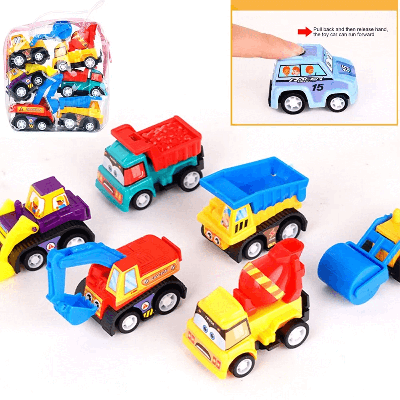 6er-Pack Mini-Engineering Cars - Langlebiges Diecast-Spielzeug