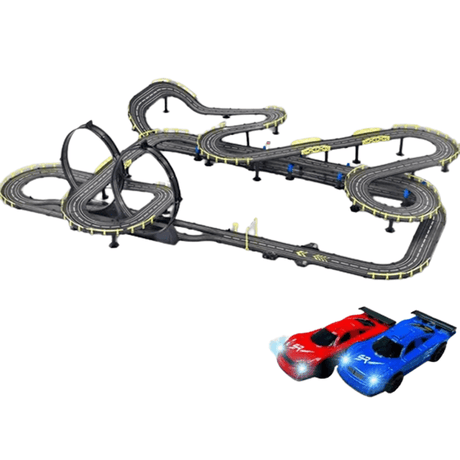 Große RC-Autobahn für Kinder - Rennbahnspielzeug mit doppelter Rennstrecke und einfacher Montage