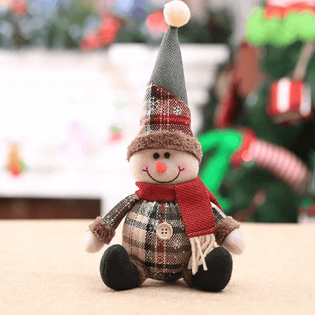 Weihnachtspuppe Ornament aus Stoff, mit oder ohne ausziehbaren Beinen - Weihnachtsdekoration, Weihnachtsmann, Elch, Schneemann