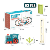 Automatischer Domino-Zug für Kinder | Selbstaufstellende Dominosteine mit Licht und Sound – Pädagogisches STEM-Spielzeug (ab 3 Jahren)