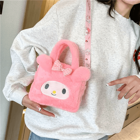 Sanrio Plüsch Tasche - Adorable Handtasche mit Zimtrolle, Melody & Kuromi