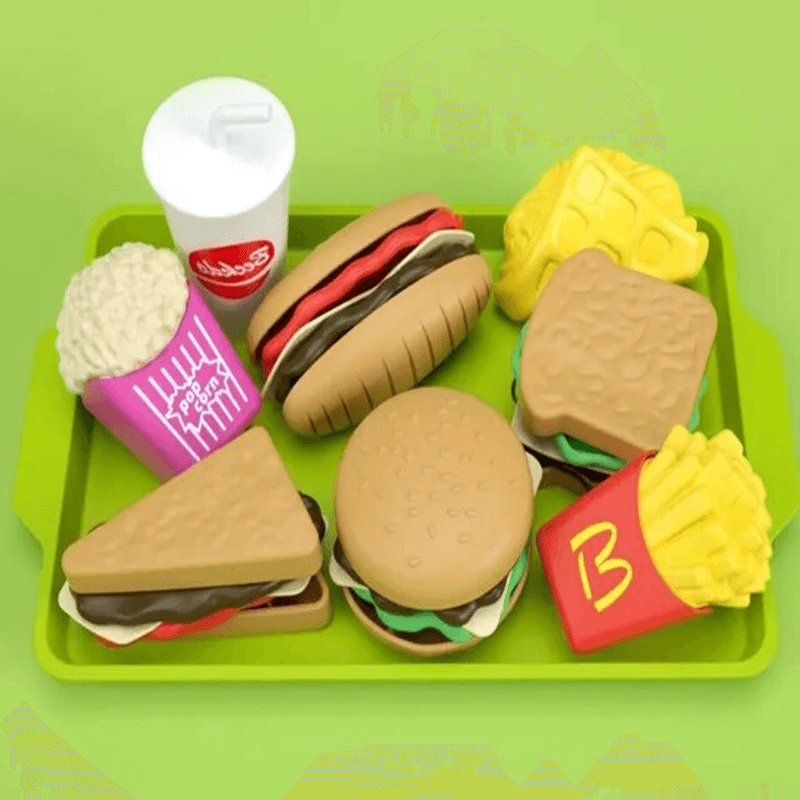 Mini Pretend Food Set - Realistischer Hamburger-Teller für Kinder-Rollenspiele