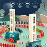 Automatischer Domino-Zug für Kinder | Selbstaufstellende Dominosteine mit Licht und Sound – Pädagogisches STEM-Spielzeug (ab 3 Jahren)