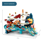 Dinosaurier-Eisenbahnpark-Spielzeugset - Kreative, baubare Strecke mit dynamischen Autos für Kinder