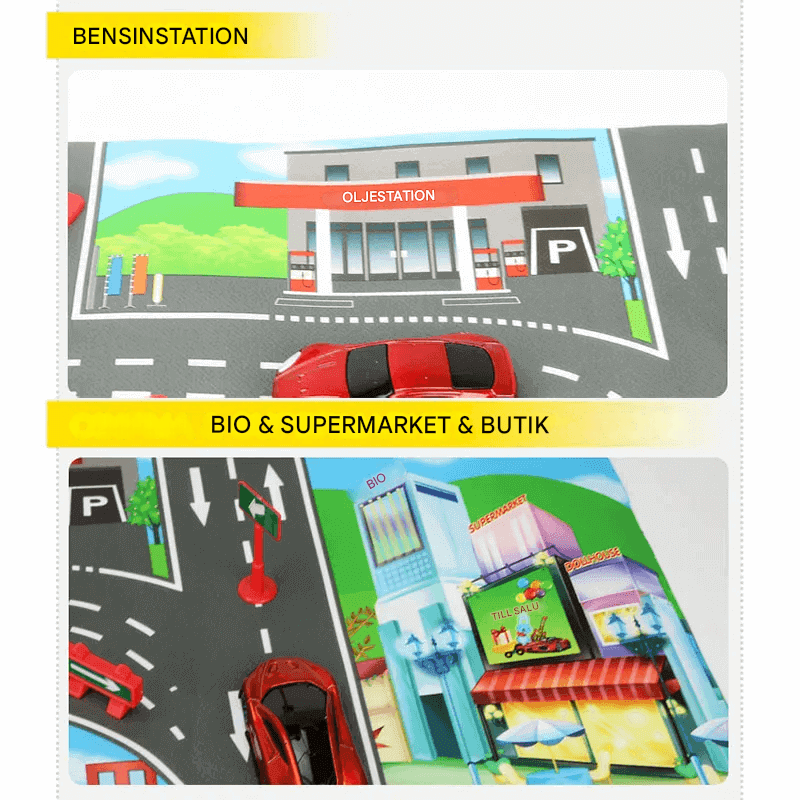 Urban inspirierte Spielmatte - Roadmap Poster für kreatives und pädagogisches Spielen