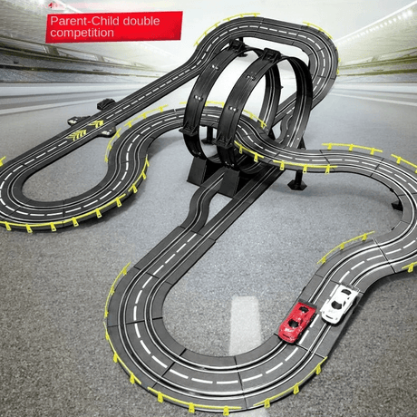 Große RC-Autobahn für Kinder - Rennbahnspielzeug mit doppelter Rennstrecke und einfacher Montage