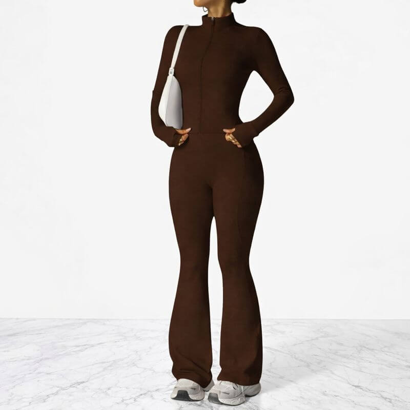 AeroFlare – Schnelltrocknendes Damen-Trainingsset mit schmal geschnittener Jacke und ausgestellter Leggings für Yoga, Workout und Alltag