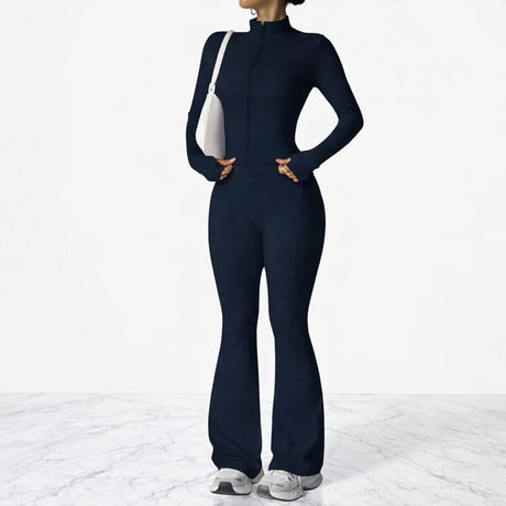 AeroFlare – Schnelltrocknendes Damen-Trainingsset mit schmal geschnittener Jacke und ausgestellter Leggings für Yoga, Workout und Alltag