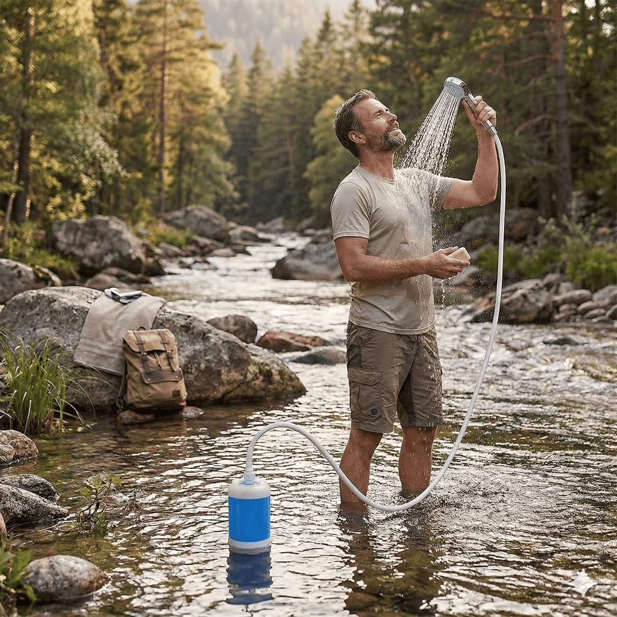 CampFlow - Tragbare Duscheinheit mit Wasserpumpe