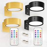 LINA - 2er-Pack LED-Wandleuchten in Schwarz & Gold mit 13 Farbmodi, magnetische Halterung & Fernbedienung