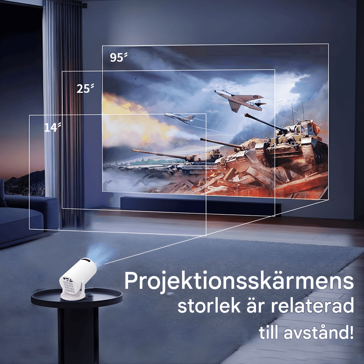 MiniBeam – Trådlös Mini Projektor med Skärm Delning, 500 ANSI Lumen och 16:9 Stöd för Hem, Kontor och Resa