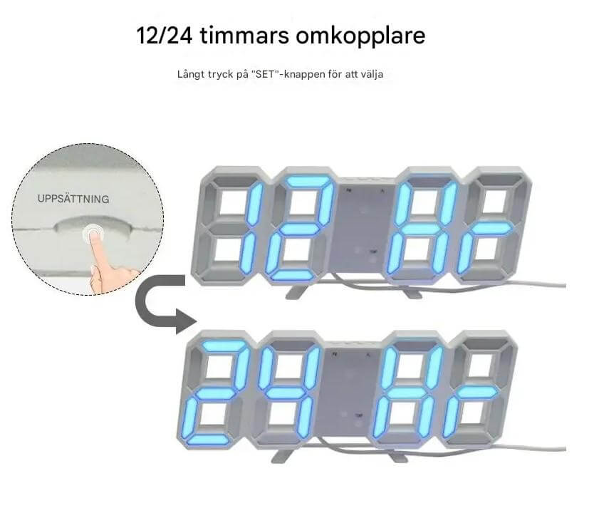 BrightChrono - 3D Digital LED Wanduhr & Tischuhr | Stilvolle Zeitanzeige für Zuhause & Büro