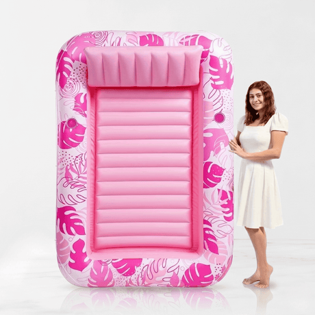 SolRaft – Aufblasbares Wasserbett und Sonnenliegen für Erwachsene mit abnehmbarer Nackenstütze und 2 Getränkehaltern – Tragbarer Pool und Schwimmliegen – 177 × 117 cm