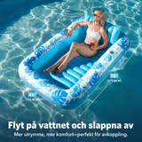 SolRaft – Aufblasbares Wasserbett und Sonnenliegen für Erwachsene mit abnehmbarer Nackenstütze und 2 Getränkehaltern – Tragbarer Pool und Schwimmliegen – 177 × 117 cm
