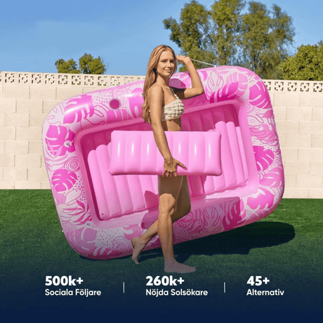 SolRaft – Aufblasbares Wasserbett und Sonnenliegen für Erwachsene mit abnehmbarer Nackenstütze und 2 Getränkehaltern – Tragbarer Pool und Schwimmliegen – 177 × 117 cm