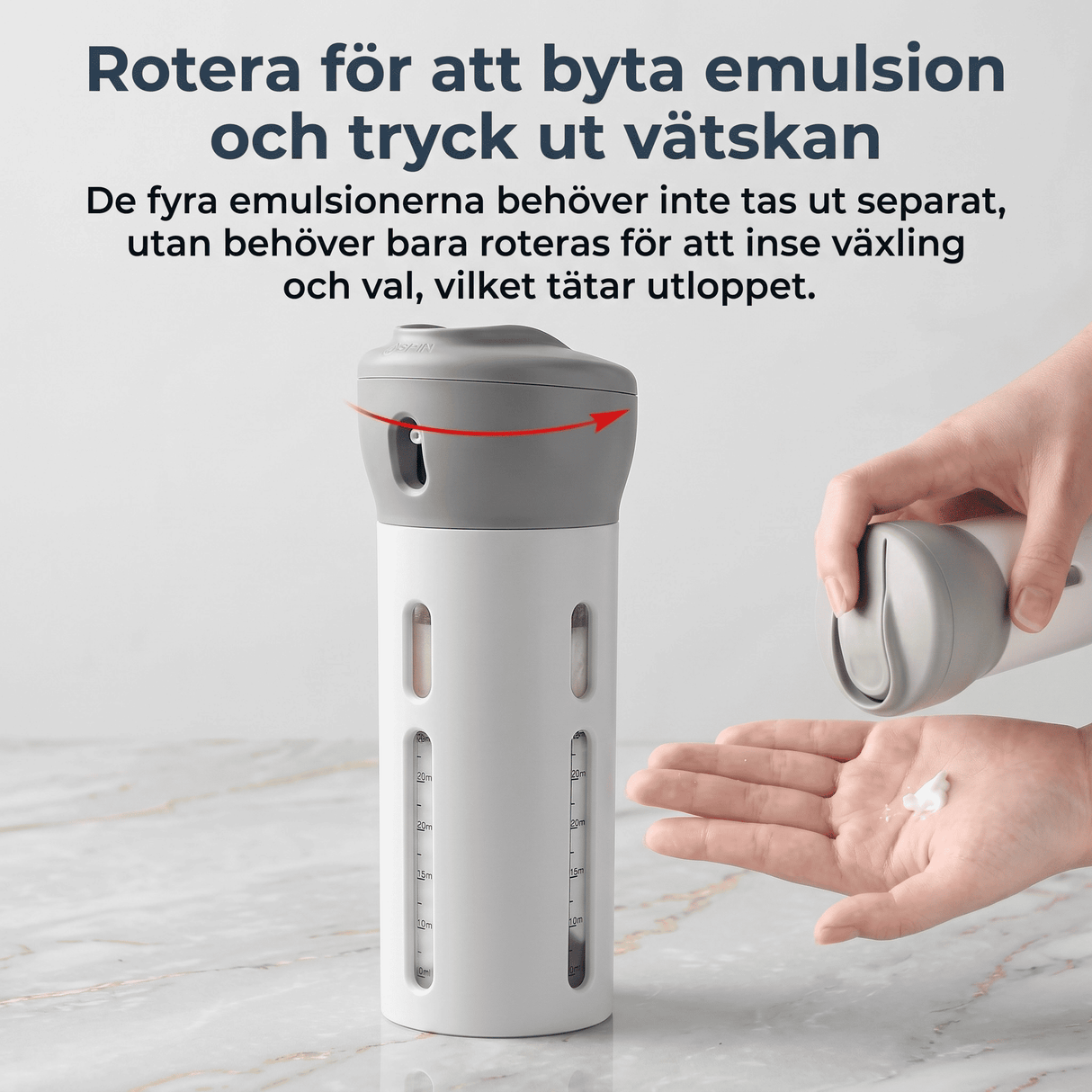 SpinFill – 4-in-1-Drehspender für unterwegs mit auslaufsicheren 40-ml-Nachfüllflaschen – Kompakte Reiseflasche