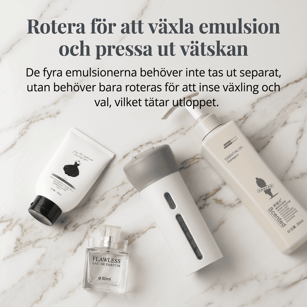 SpinFill – 4-in-1-Drehspender für unterwegs mit auslaufsicheren 40-ml-Nachfüllflaschen – Kompakte Reiseflasche