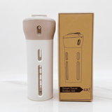 SpinFill – 4-in-1-Drehspender für unterwegs mit auslaufsicheren 40-ml-Nachfüllflaschen – Kompakte Reiseflasche