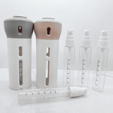 SpinFill – 4-in-1-Drehspender für unterwegs mit auslaufsicheren 40-ml-Nachfüllflaschen – Kompakte Reiseflasche