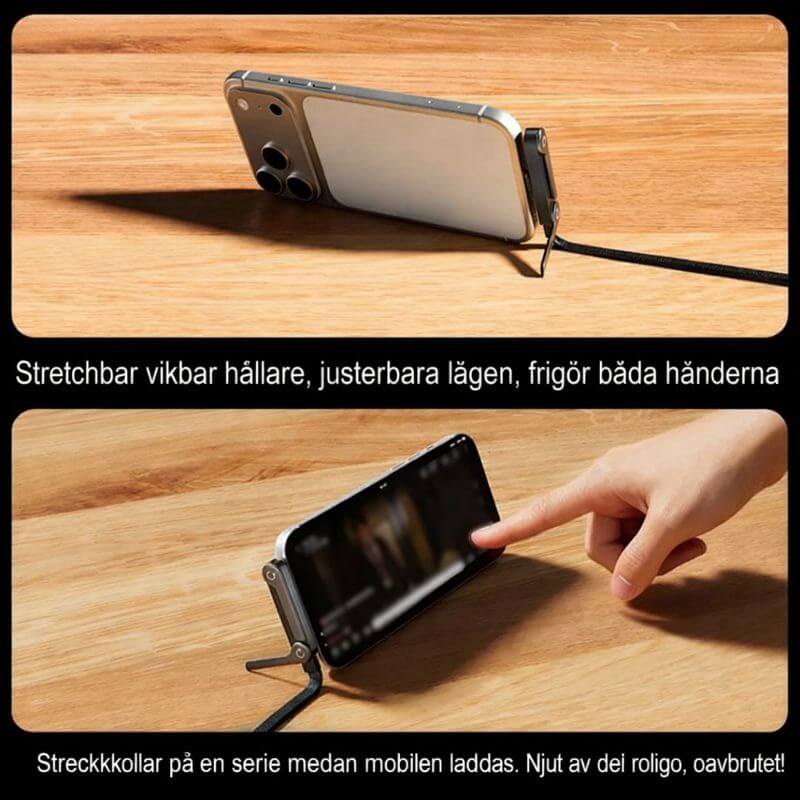 VoltDock – 240-W-/65-W-Schnellladekabel mit faltbarem Ständer, geflochtenem Design und Winkelstecker für Mobiltelefone, Tablets und Laptops