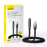 VoltDock – 240-W-/65-W-Schnellladekabel mit faltbarem Ständer, geflochtenem Design und Winkelstecker für Mobiltelefone, Tablets und Laptops