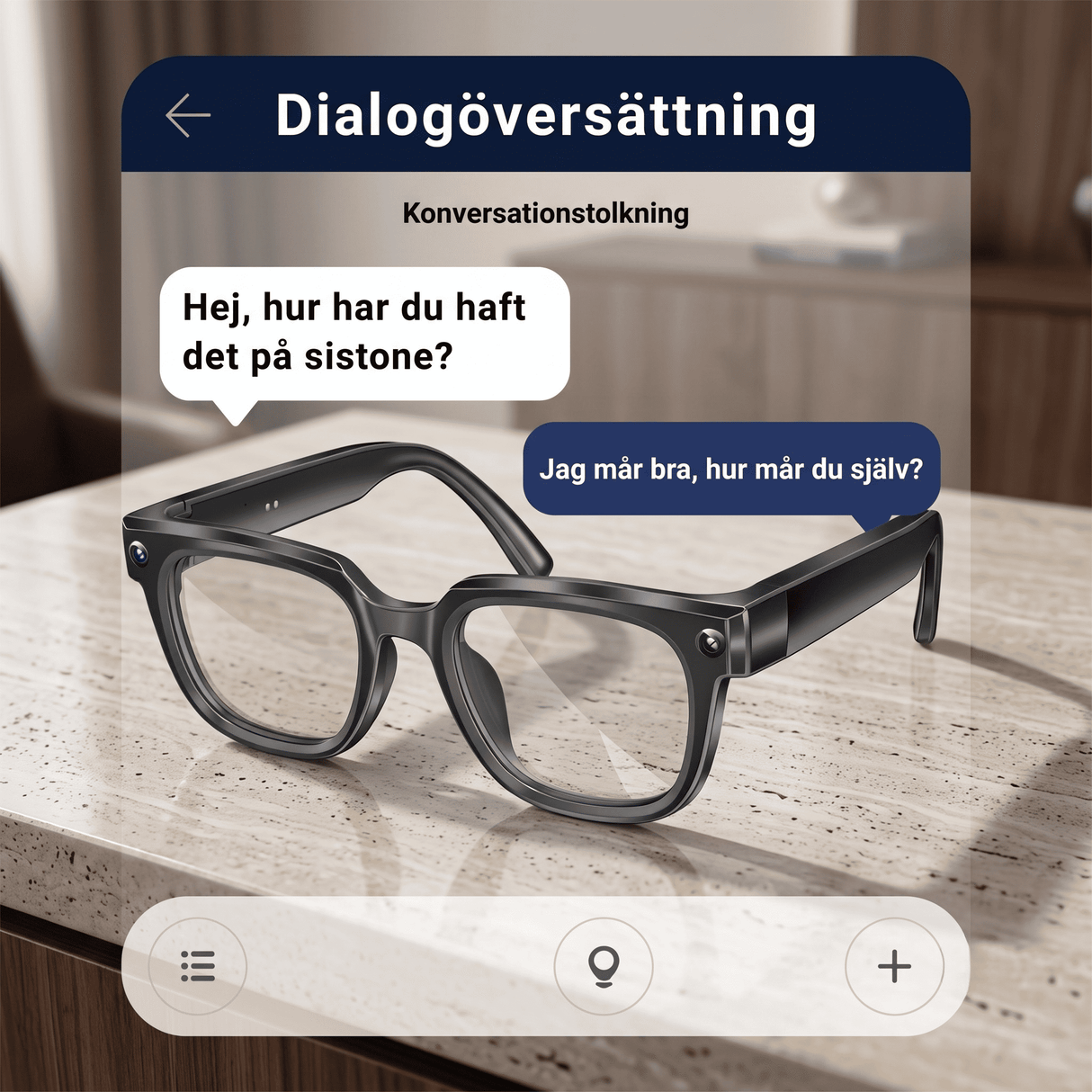 VoxLens – Smarta AI-Glasögon med Kamera, Realtidsöversättning och Röststyrning – 4K Video, Samtal och Musik