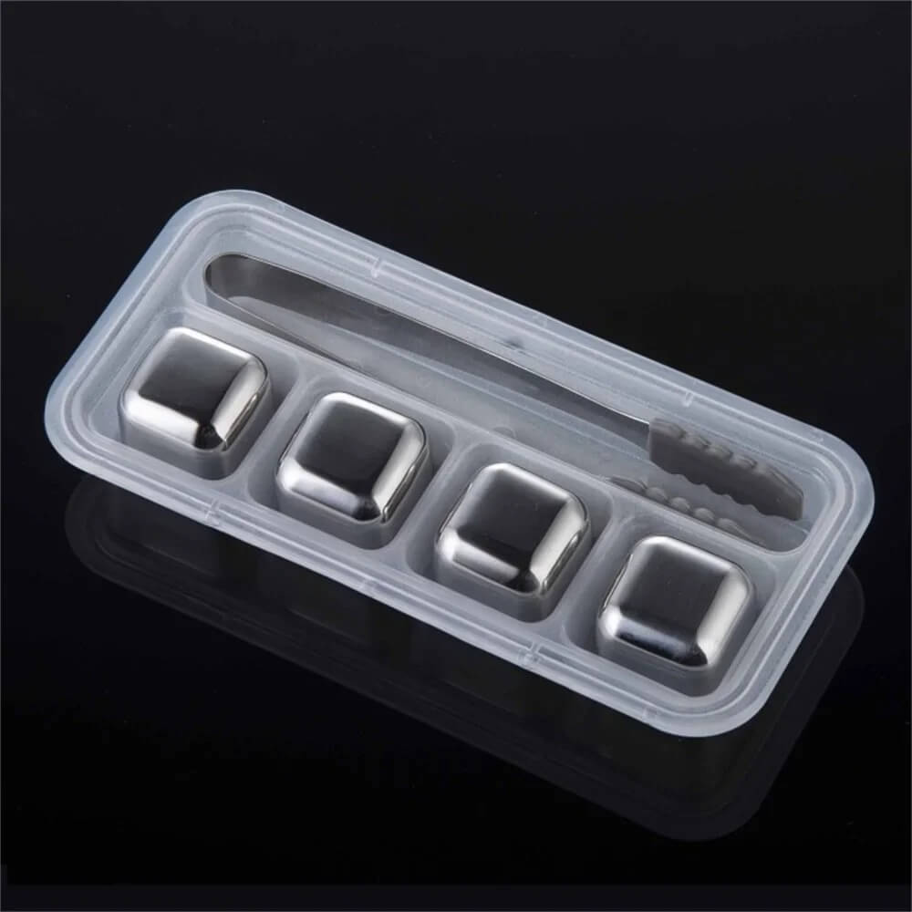 FrostGleam - Edelstahl Eiswürfel Set | Wiederverwendbare Eiswürfel für Whiskey, Wein & Cocktails - Stilvoll, kühl & Keine Verdünnung