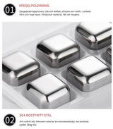 FrostGleam - Edelstahl Eiswürfel Set | Wiederverwendbare Eiswürfel für Whiskey, Wein & Cocktails - Stilvoll, kühl & Keine Verdünnung