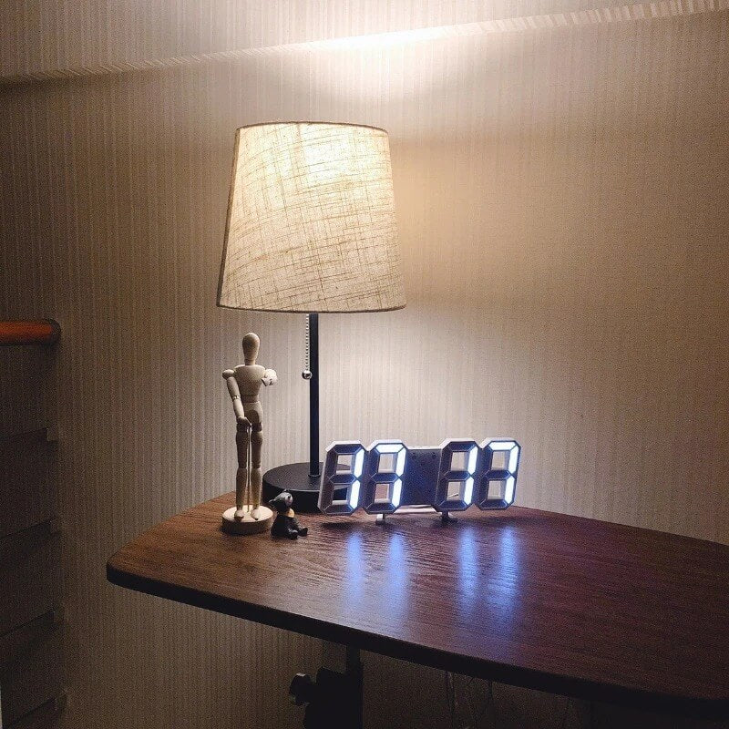 BrightChrono - 3D Digital LED Wanduhr & Tischuhr | Stilvolle Zeitanzeige für Zuhause & Büro