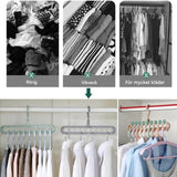 ClosetEase - Platzsparender Kleiderbügel | Multifunktionsbügel mit 9 Haken & 360° drehbarer Haken