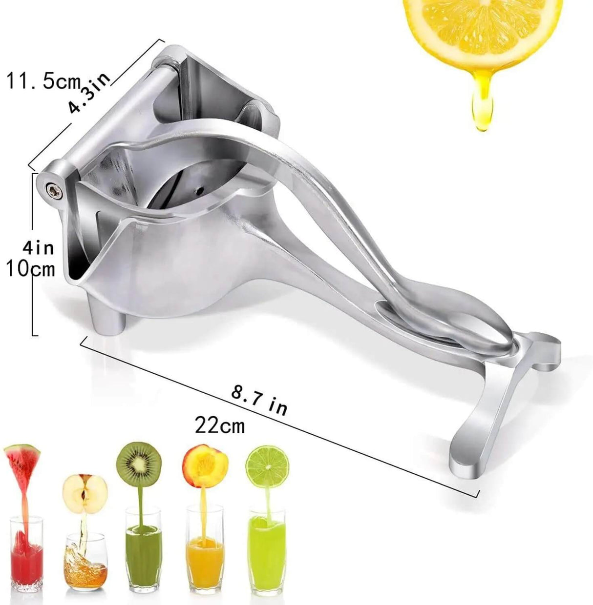 Fruit Squeezer - Manuelle Saftpresse aus Aluminium | Einfaches Auspressen von Zitrusfrüchten, Granatäpfeln und mehr