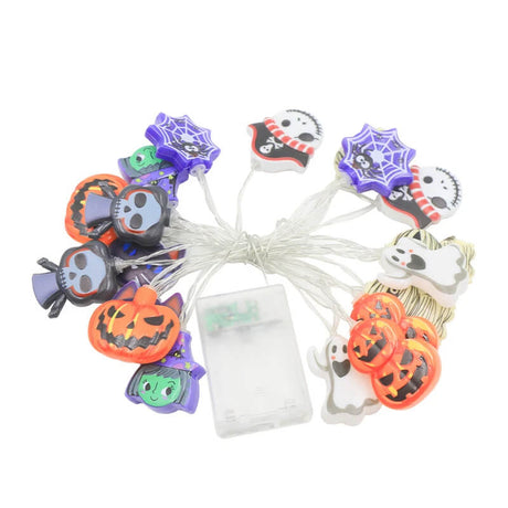 Halloween LED String mit Kürbissen, Gespenstern und Spinnweben - Dekorative Lichterkette für Innen und Außen