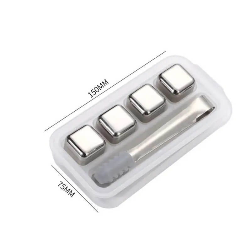 FrostGleam - Edelstahl Eiswürfel Set | Wiederverwendbare Eiswürfel für Whiskey, Wein & Cocktails - Stilvoll, kühl & Keine Verdünnung