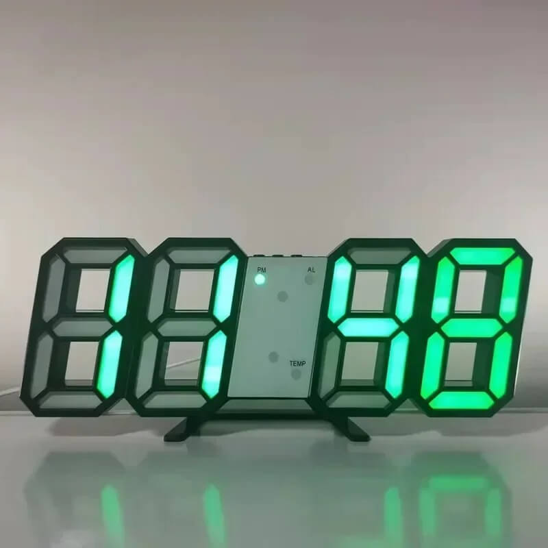 BrightChrono - 3D Digital LED Wanduhr & Tischuhr | Stilvolle Zeitanzeige für Zuhause & Büro