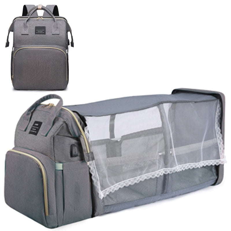 2-in-1-Wickeltasche mit Reisebettchen